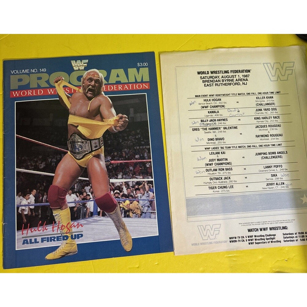 WWF Program 149 w/ Hershey PA 8/14/1987 Match Card Dingo Warrior Ultimate RARE